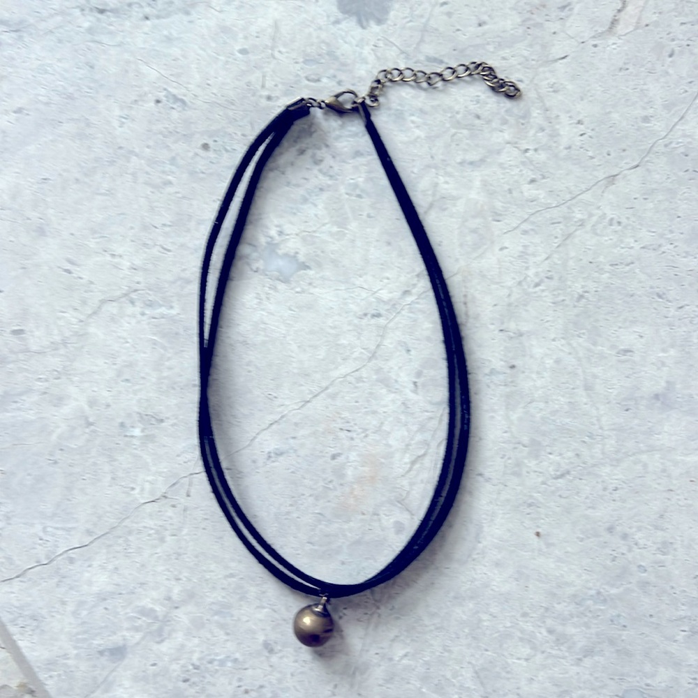 BelleStyle Double Strand Antique Gold Bell Black Suede Necklace